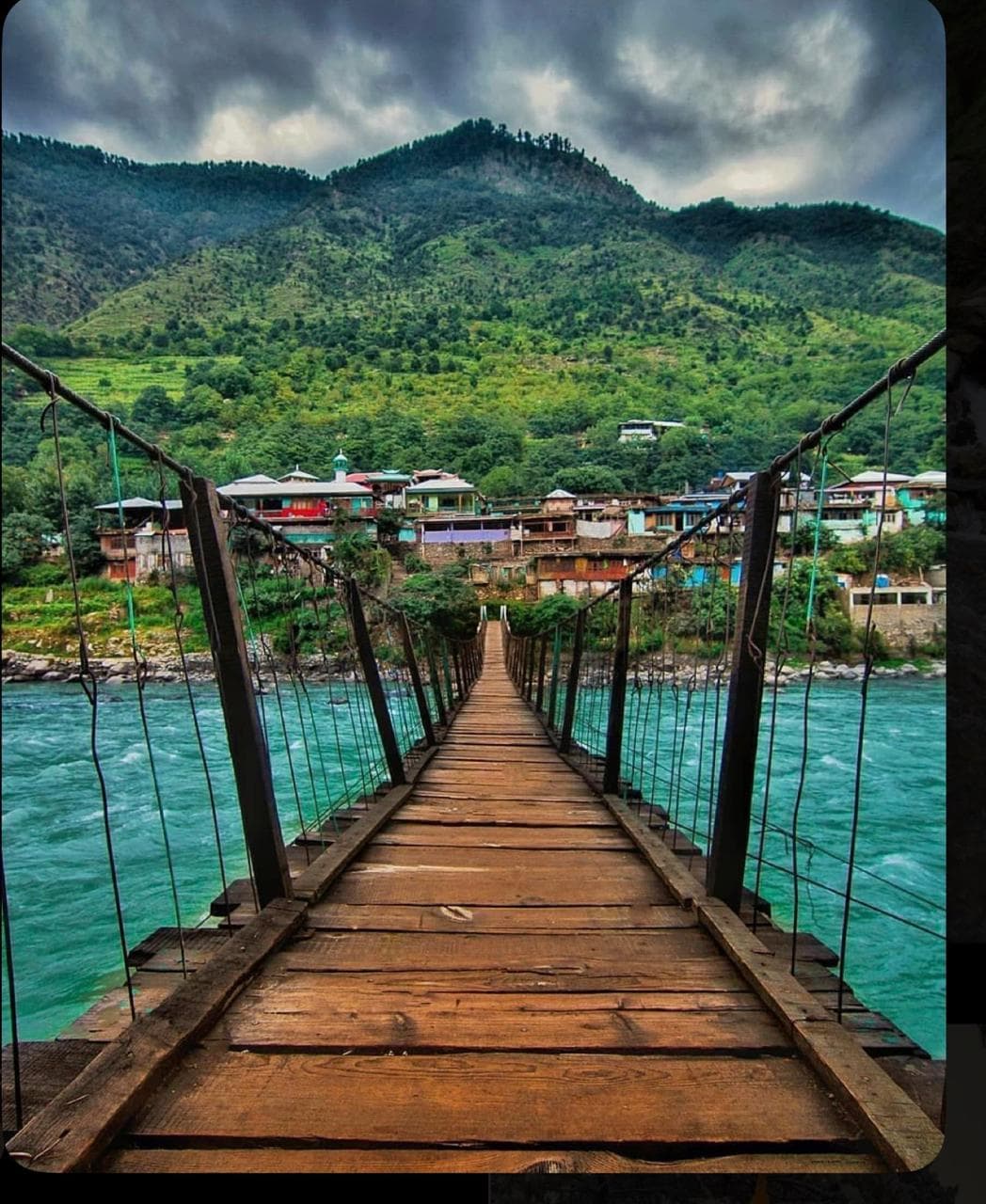 Mountain valley and river in Kashmir